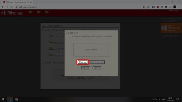Chọn tệp tin PDF
