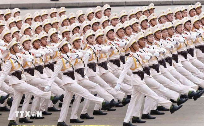 Khối nam sỹ quan Cảnh vệ. (Ảnh: Phương Hoa/TTXVN) Khối nam sỹ quan Cảnh vệ. (Ảnh: Phương Hoa/TTXVN)