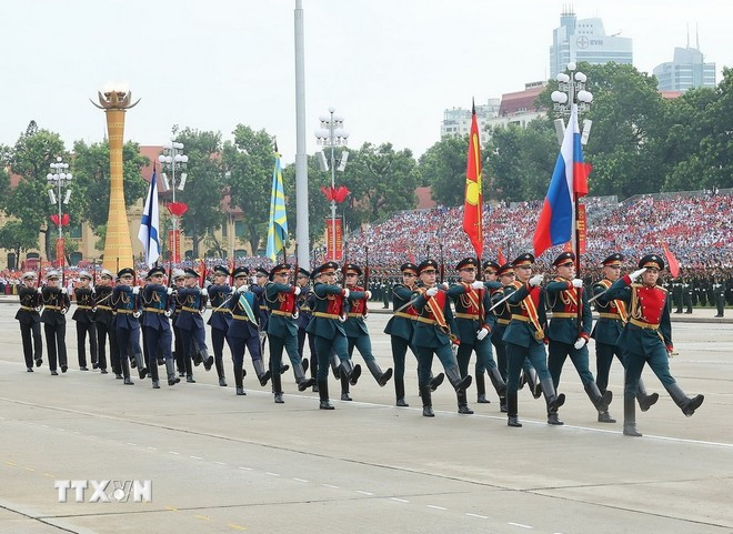 Khối Lực lượng vũ trang Liên bang Nga tại Lễ Kỷ niệm, diễu binh, diễu hành 80 năm Cách mạng tháng Tám thành công và Quốc khánh Việt Nam 2/9. (Ảnh: Lâm Khánh/TTXVN) Khối Lực lượng vũ trang Liên bang Nga tại Lễ Kỷ niệm, diễu binh, diễu hành 80 năm Cách mạng tháng Tám thành công và Quốc khánh Việt Nam 2/9. (Ảnh: Lâm Khánh/TTXVN)