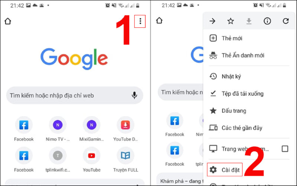 Chọn Cài đặt > Đồng bộ hoá Chọn Cài đặt > Đồng bộ hoá