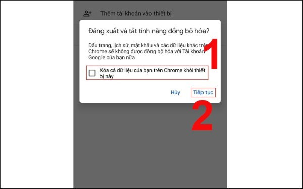 Chọn Xoá dữ liệu khỏi thiết bị này Chọn Xoá dữ liệu khỏi thiết bị này