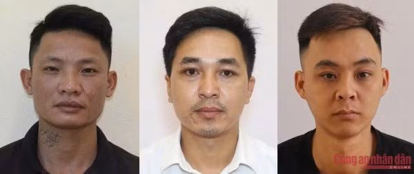 Các đối tượng Đoàn Văn Hòa, Nguyễn Đức Xuân, Lê Văn Sơn tại cơ quan công an.