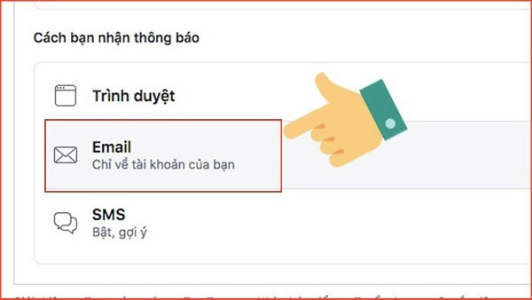 Nhấn vào Email