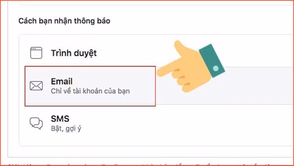 Nhấn vào Email