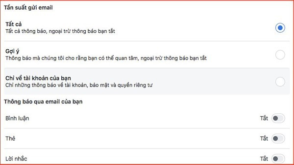 Chọn tắt toàn bộ hoặc chỉ giữ những thông báo quan trọng