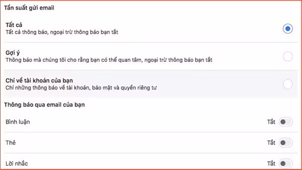 Chọn tắt toàn bộ hoặc chỉ giữ những thông báo quan trọng