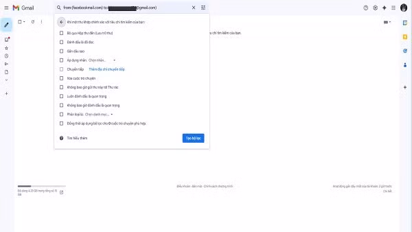 Nhấn Tạo bộ lọc