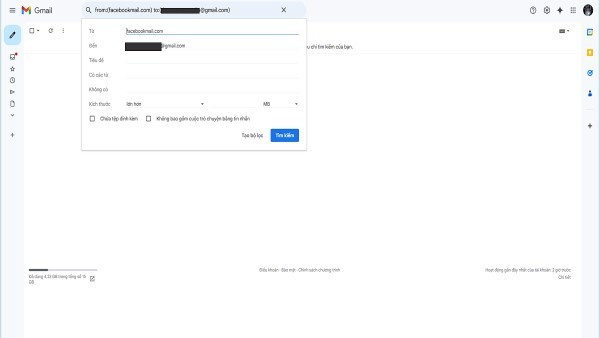 Nhập địa chỉ nhận email thông báo của Facebook