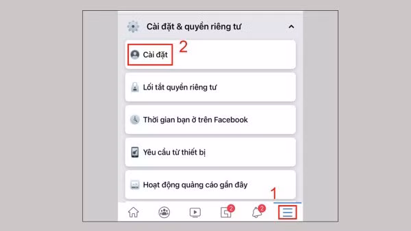 Nhấn vào Cài đặt