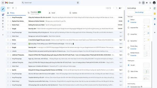 Nhấn biểu tượng cài đặt