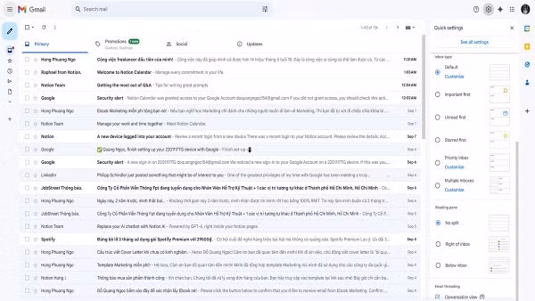 Nhấn biểu tượng cài đặt