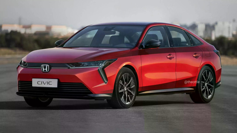 Honda Civic thế hệ mới trông sắc sảo hơn. Ảnh:Illustrations Theophilus Chin.