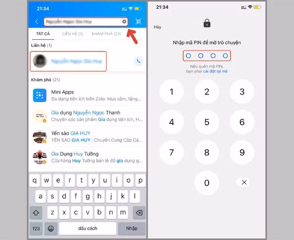 Nhập mã PIN để mở khóa cuộc hội thoại