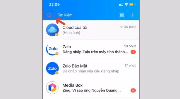 Quan sát biểu tượng kính lúp chuyển sang màu đỏ