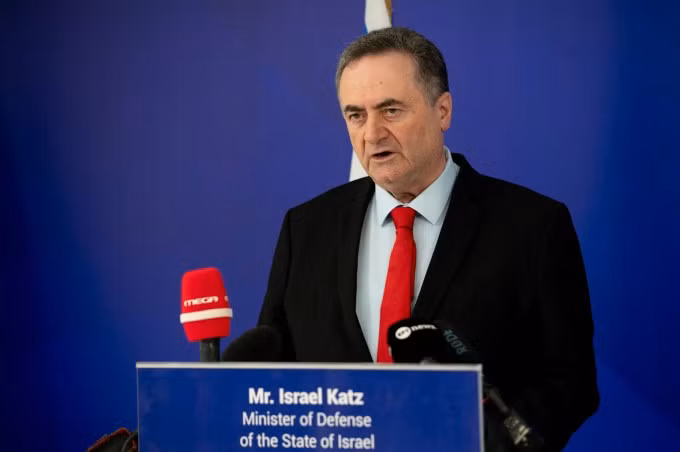 Bộ trưởng Quốc phòng Israel Israel Katz tại cuộc họp báo ở Athens, Hy Lạp ngày 20/1. Ảnh: AFP