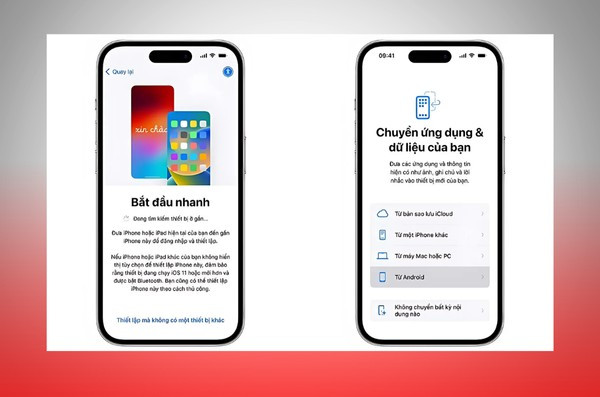 Nhấn chọn mục từ Android trên điện thoại iPhone Nhấn chọn mục từ Android trên điện thoại iPhone