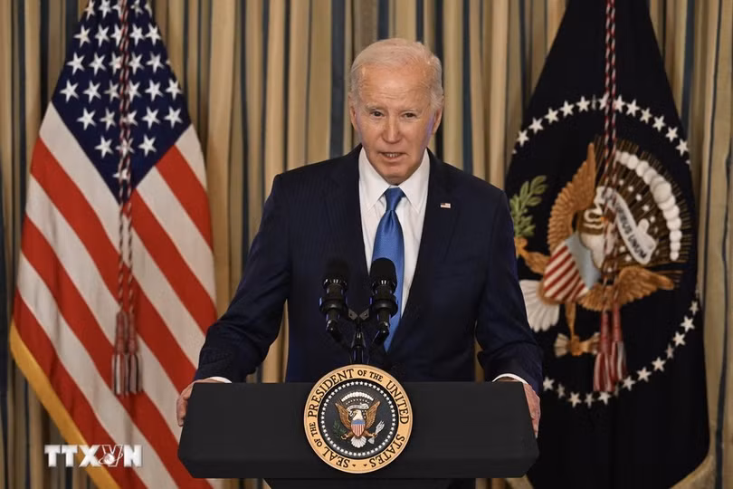 Tổng thống Mỹ Joe Biden phát biểu tại Nhà Trắng. (Ảnh: AFP/TTXVN)