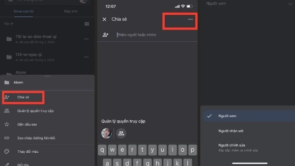 Nhấn biểu tượng ba chấm góc phải