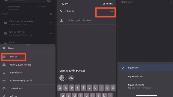 Nhấn biểu tượng ba chấm góc phải