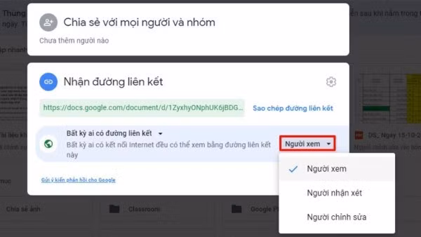Sao chép đường dẫn để gửi cho người khác