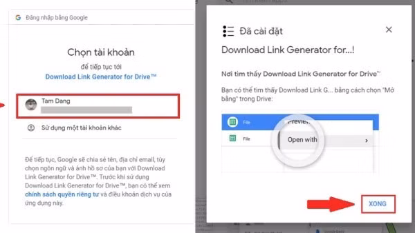 Nhấn “Cho phép” → “Xong”