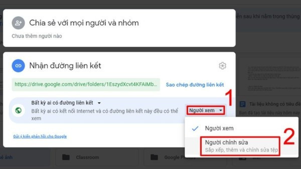 Tùy chọn tại mục “Quyền truy cập”