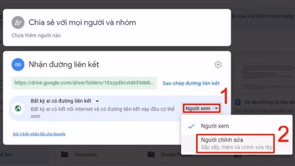 Tùy chọn tại mục “Quyền truy cập”