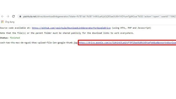 Sao chép đường link tải