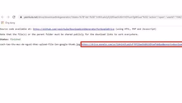 Sao chép đường link tải
