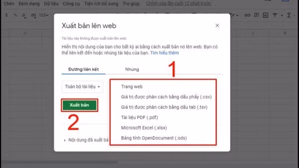 Chọn “Tệp” → “Xuất bản lên web”