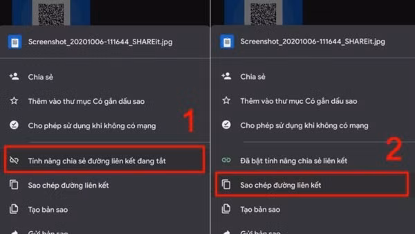 Nhấn “Sao chép liên kết”