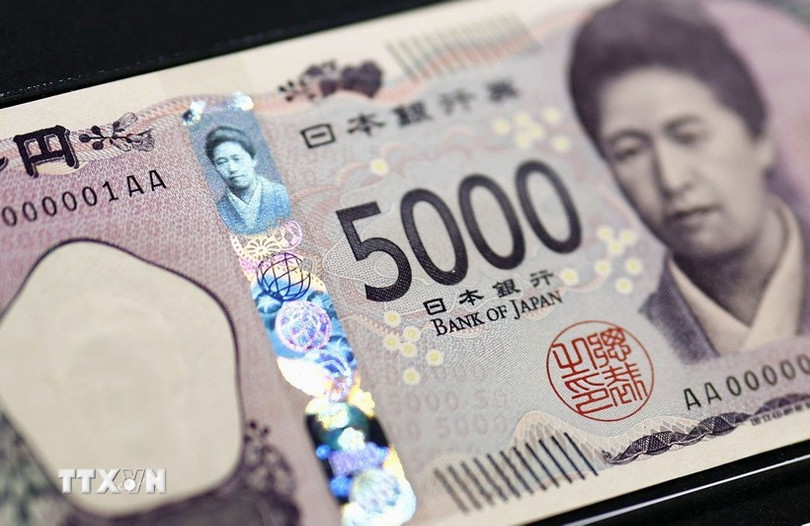 Đồng tiền mệnh giá 5.000 yen của Nhật Bản. (Ảnh: Kyodo/TTXVN) nhat-ban-resize.jpg