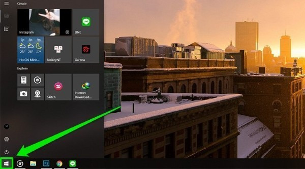Nhấn vào Start trên máy tính