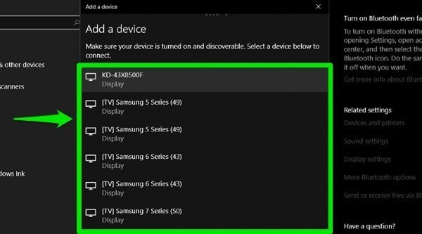 Chọn đúng tên tivi và xác nhận kết nối