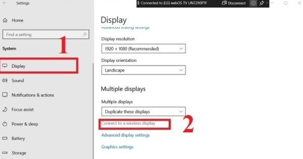 Chọn Display → Connect to a Wireless Display