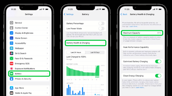 Chọn Tình trạng pin &amp; Sạc