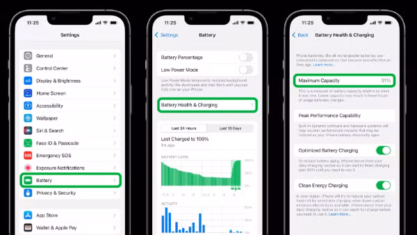 Chọn Tình trạng pin &amp; Sạc