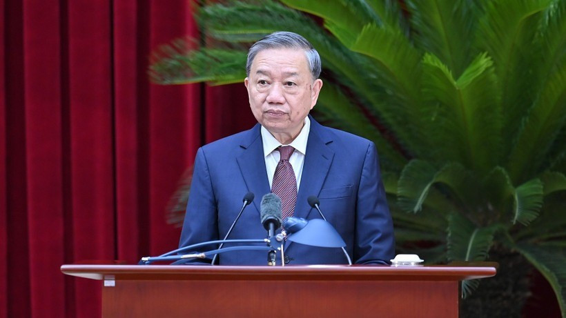 Tổng Bí thư Tô Lâm phát biểu bế mạc Hội nghị. (Ảnh: ĐĂNG KHOA). a5-bnd-4804-3573.jpg
