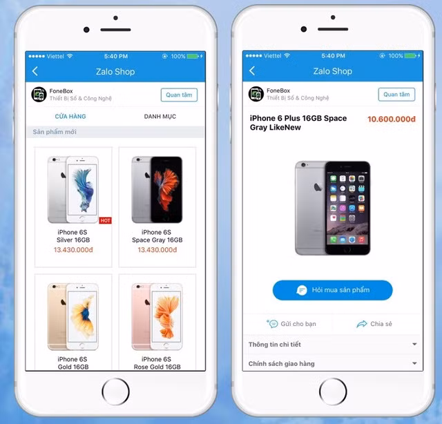 zalo chinh thuc cung cap mien phi cong cu ban hang