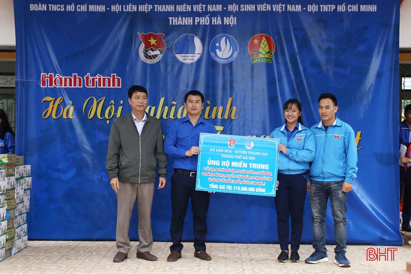 Tuổi trẻ Hà Nội, Bình Dương hỗ trợ Nhân dân Hà Tĩnh gần 1,4 tỷ đồng