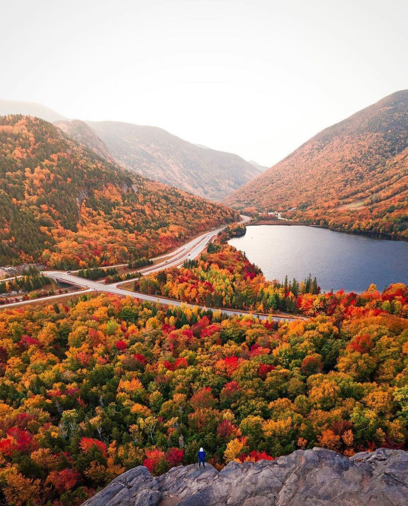Cung đường cao tốc phủ kín rừng cây lá đỏ ở Mỹ