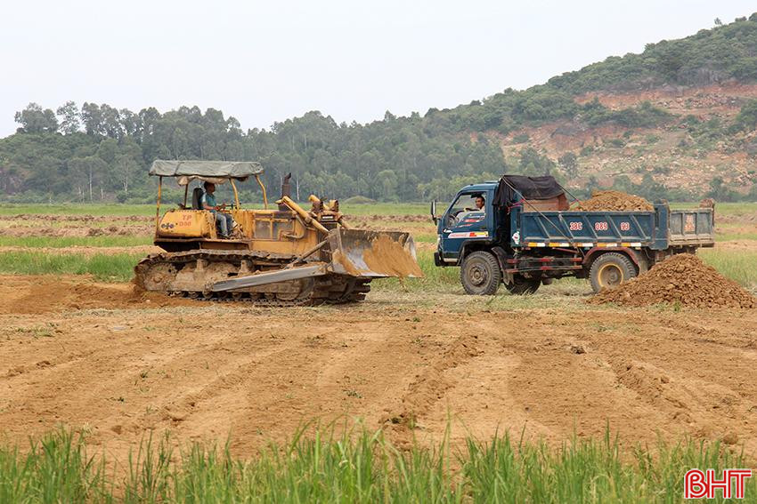 Thôn Phú Vinh, xã Cổ Đạm ra quân chuyển đổi ruộng đất. 4.jpg