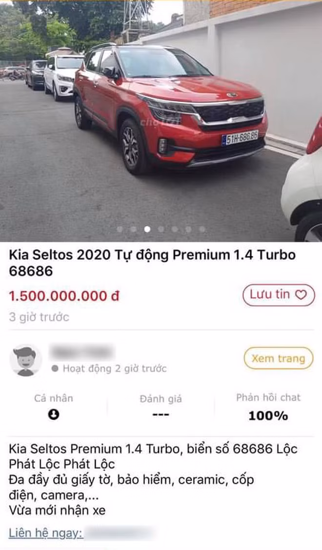 Chủ xe Kia Seltos bốc biển “lộc phát” siêu đẹp, rao bán 1 tỷ rưỡi