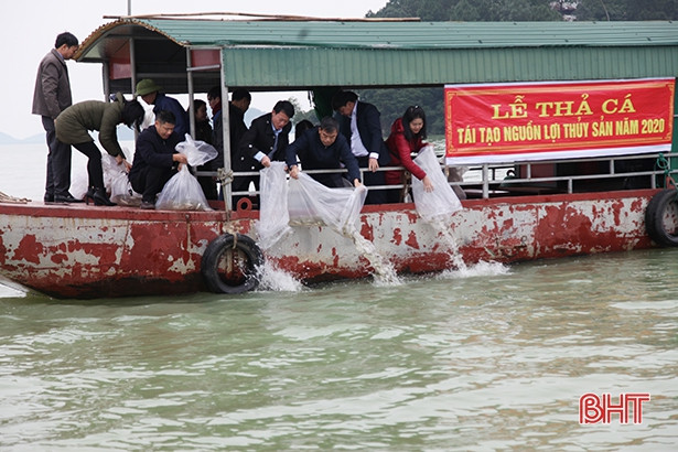 Thả 2,5 tấn cá tái tạo nguồn lợi thủy sản ở hồ Kẻ Gỗ