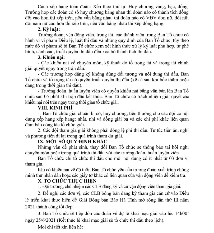 Khởi tranh Giải Bóng bàn Báo Hà Tĩnh mở rộng vào 25/6