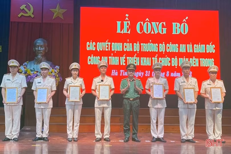 Công an Hà Tĩnh sắp xếp, kiện toàn một số phòng, ban
