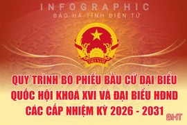 [Infographic] Quy trình bỏ phiếu bầu cử ĐBQH khoá XVI và đại biểu HĐND các cấp nhiệm kỳ 2026 - 2031