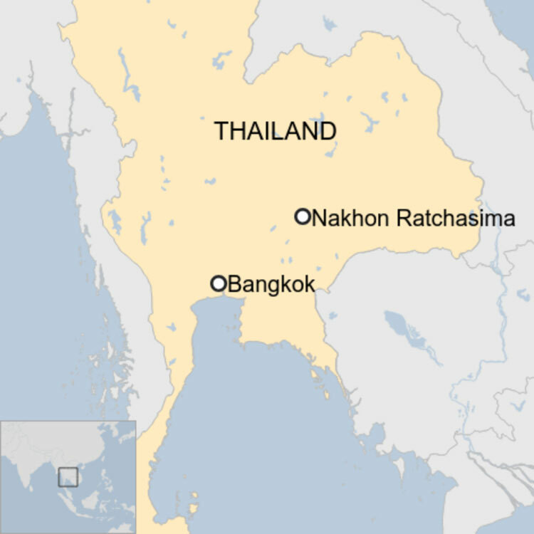Vị trí thành phố Nakhon Ratchasima của Thái Lan. Ảnh: BBC . Binh sĩ Thái Lan xả súng giết 17 người