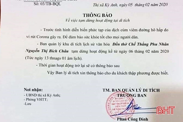 Đền Bà Hải tạm dừng mở cửa đón du khách từ ngày mai