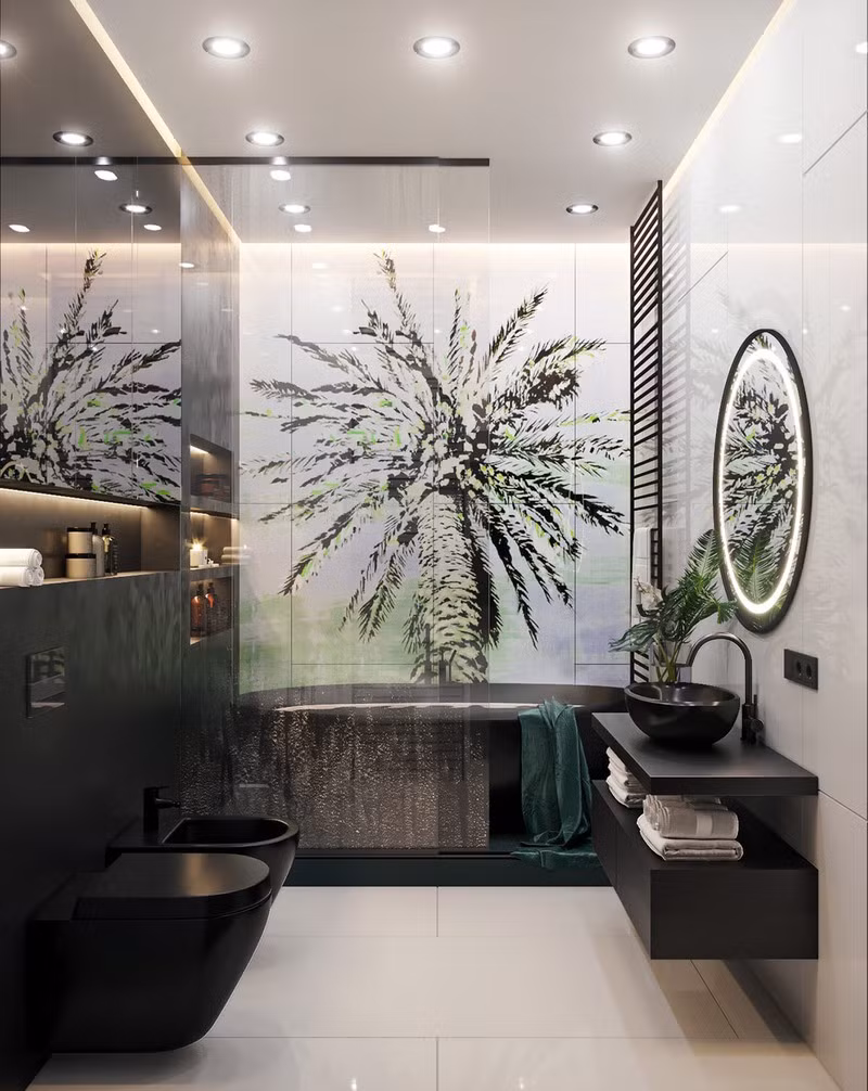 Nội thất trang trí màu xanh lá cây tươi mới